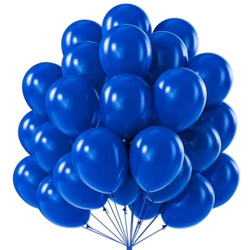 Image of PartyWoo Royal Blue Balloons 101pcs 12 Inch Dark Blue Latex Helium Balloons for Birthday Gender Reveal Wedding Anniversary Baby Shower Graduation Under The Sea Beach Dog Party Decorations Blue-Y59