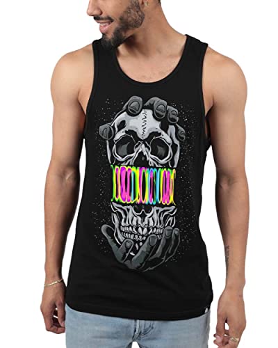 Into The Am Skull Slush Graphic Tank Tops For Men - Summer Beach Sleeveless Fashion Men's Tank Tops (Black, X-Large) #TOP17