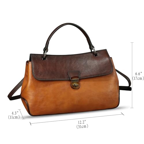 Image of Genuine Leather Handbag Satchel for Women Retro Leather Crossbody Bag Pouch Vintage Ladies Handbag Purse
