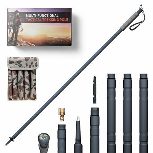 GoldPig 48' Modular Aluminum Tactical Hiking Stick – 6-Piece Walking Stick with Compass,...