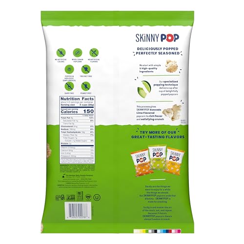 Image of SkinnyPop Popcorn, Avocado Lime, Whole Grain Snack, Dairy-Free Snack, 4.4oz Bag