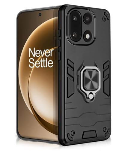 Image of WOW IMAGINE Shock Proof Back Case Mobile Cover for 1+ OnePlus 15 5G | Back Cover Case (Tough Armor | Hybrid PC + TPU | Ring Holder & in-Built Kickstand | Black)