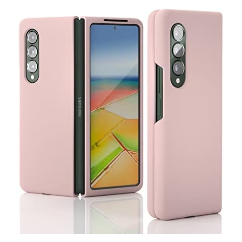 SYMOCA Compatible with Samsung Galaxy Z Fold 3 5G Silky Liqiud Silicone Case Slim Full-Body Protective Shockproof Cover with Microfiber Lining Compatible with Galaxy Z Fold 3 5G (2021) (Pink Sand) Cover