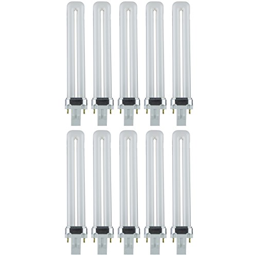 Sunlite PL13/SP65K/10PK 2-Pin Fluorescent 13W 6500K Daylight U Shaped PL CFL Twin Tube Plugin Light Bulbs with GX23 Base (10 Pack)