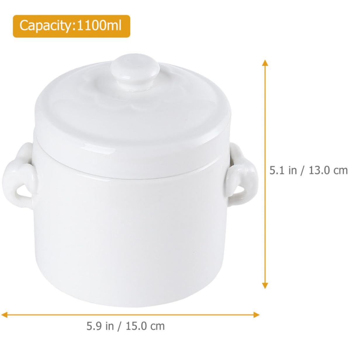 STOBAZA Ciotola per Stufato in Ceramica con Coperchio 1100ml, Pentola Multifunzione per Zuppa e Dessert, Design Classico Semplice per Uso Domestico