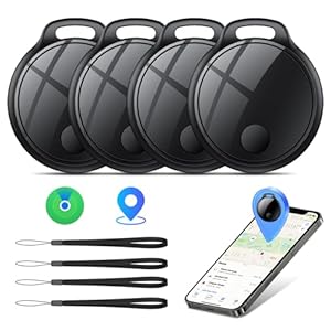 Air Tracker Tag 4-Pack: Tracker Item Finder For Apple Find My APP (iOS Only), 120dB Alarm Volume, Replaceable Battery, IP68 Waterproof, For Locate Keys, Luggage, Handbags, Wallets, Includes Lanyard.