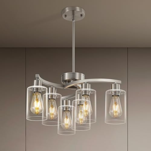 Syltherra 6 Light Modern Brushed Nickel Pendant Light Fixture for