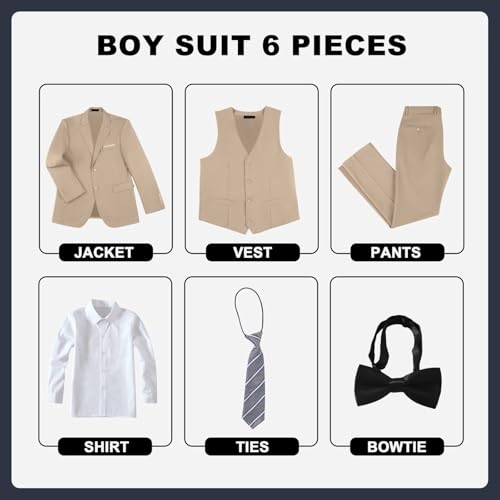 Boys Suit Kids Formal Tuxedo Slim Fit Suit Set Khaki Suits for Boys Size 10 by JPF - Used condition - Image 2