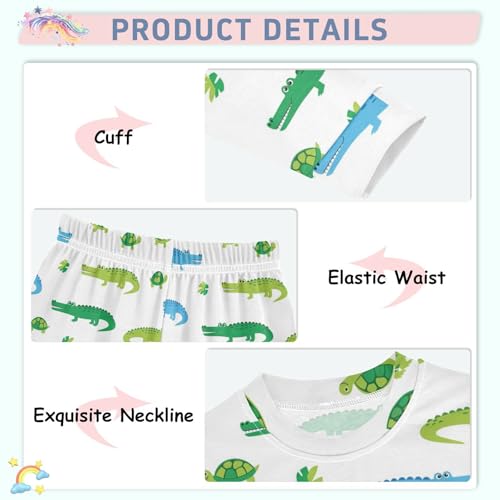 Pajama Sets Long Sleeve Crocodile Reptile Pattern with Turtles Soft Comfy Sleepwear 2 Piece PJS 3-8T4