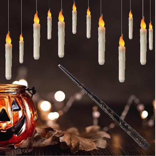 LOVEMETOO 12 Piezas De Velas Flotantes Harry Pótter | Vela LED Sin Llama Con Control Remoto De Varita Mágica