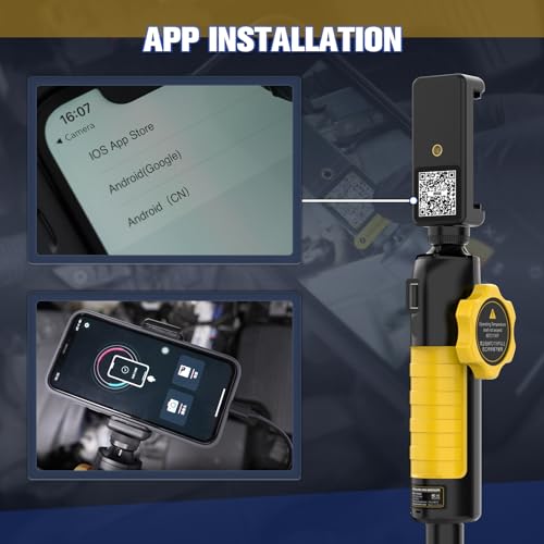 Image of AUTOOL Borescope Camera with Light, 210 Two-Way Endoscope Inspection Camera, 6.45mm Steering Len, 6 LED Light, HD 1080P Video Borescope Compatible with Android and iOS Phone with 3FT Snake Cable