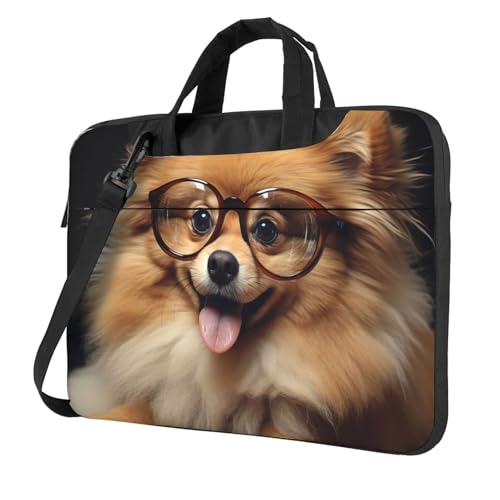 Housse ordinateur portable bandoulière antichoc Poméranie à lunettes