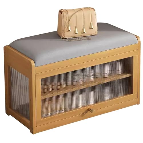Banc à chaussures en bois industriel avec rangement et siège confort