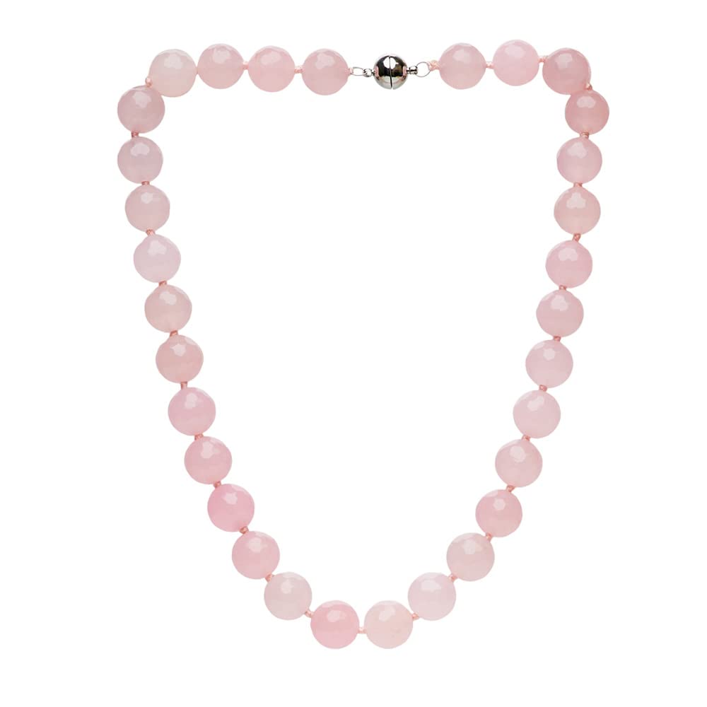 TreasureBay Collar de piedras preciosas para mujer, hecho a mano, 12 mm, collar con cuentas de piedras preciosas naturales, cierre magnético, ágata rosa, jade rojo, magenta oscuro, azul real
