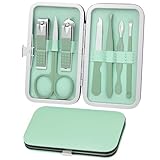 ALIIP Maniküre Set, 7 in 1 Maniküre Pediküre Set Reise für Männer Frauen, Maniküreset mit Feile, Nagelknipser, Zitronengrün