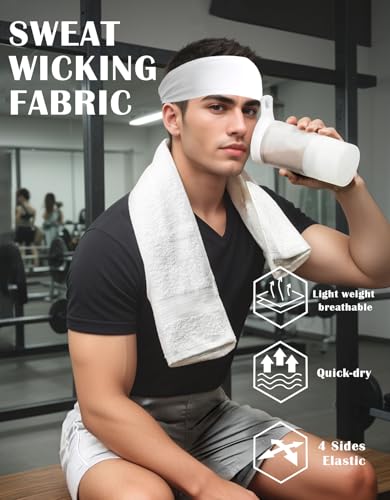 Image of Headbands for Men & Women, Sweat Headband Non-Slip Sweatband Sports Running Cycling Yoga Basketball Workout Football Training