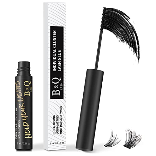 Faux Cils Individues Cluster Lash Glue 5 ML B&Q LASH Bond Black Long Lasting Eyelash Glue for Faux Fils Volume Russe Mascara Glue for Lash Clusters Cils Volume Russe Waterproof Glue Cover