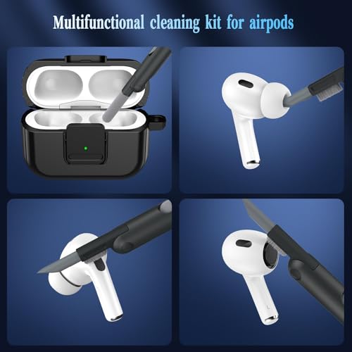 Image of Sounce AirPods Pro 2 Case with Mag-Safe & 4-in-1 Cleaning Pen Combo, Wireless Charging, Powerful Drop Protection, TPU Tough Case Accessories for AirPods Pro 1st /2nd Generation(2023 /2022 /2019) - Black