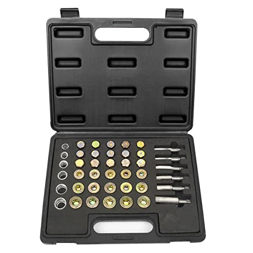 WINMAX TOOLS AUTOMOTIVE 114pc Oil Pan Drain Sump Plug Key Thread Repair Tool Kit Set Drain Plug