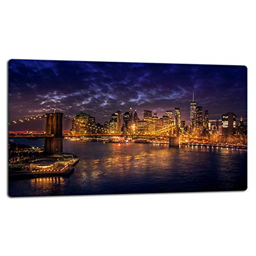 TMK Tabla de cortar de cristal, placa de cristal de 1 pieza, placa de corte de cristal, protección contra salpicaduras, placa de cristal universal, 52 x 30 cm, diseño de ciudad