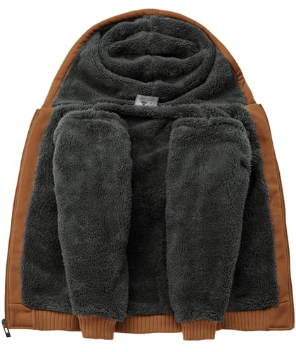 Image of SECOOD Kids Hoodie Fleece Jacket Warm Sherpa Lined Zip Up Hooded Sweatshirt Soft Winter Coat Boys Girls School Outerwear
