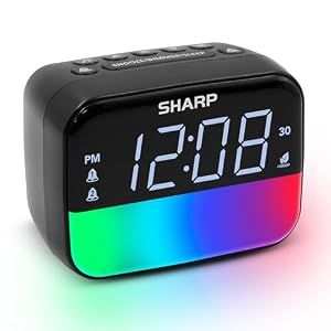 Sharp RGB Alarm Clock with Bluetooth Speaker, Sleep Sounds, Night Light