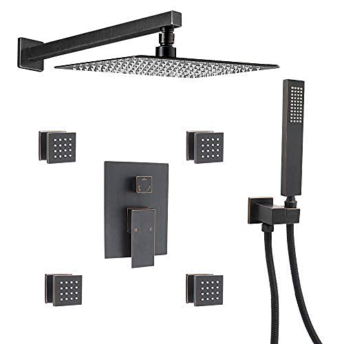 ENGA Bathroom Massage Body Spray Shower System 12-inch Rainfall Showerhead with Handheld Shower (Oil Rubbed Bronze)