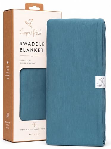 Image of Copper Pearl Swaddle Blankets for Newborns | Soft Stretchy Receiving Blankets for Boys and Girls | Large 46 x 46 Inch Baby Blankets | Lightweight and Breathable Swaddles | Steel