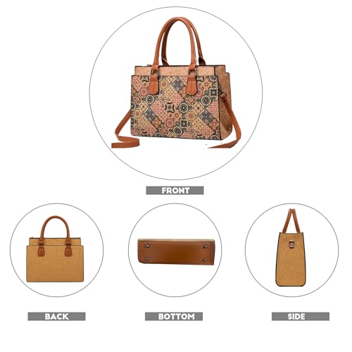 Quilted Crossbody Bags For Women Vegan Leather Purses Waterproof Natural Cork Shoulder Bag Handbags with Adjustable Detachable Shoulder Strap For Her3