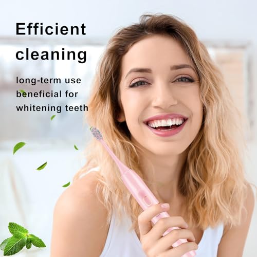 Image of kingheroes Electric Toothbrush Set, Comes with 8 Brush Heads & Travel Case,4 Modes with 2 Minutes Built in Smart Timer, One Charge for 60 Days, 42000 VPM Motor (Pink)