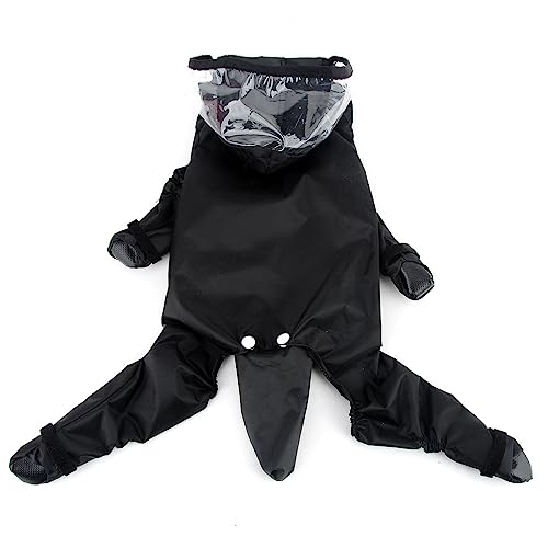 Zunea Waterproof Dog Raincoat with Legs for Small Dogs Puppy Hooded Rain Poncho Jumpsuit with Rain Boots Four-legged Slicker Rainwear with Hood Pet Rain Coat Rain Jacket Rain Gear Black M - Image 3