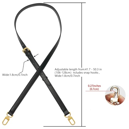 Image of Vachetta Genuine Leather Adjustable Genuine Leather Crossbody Straps Replacement (Black)