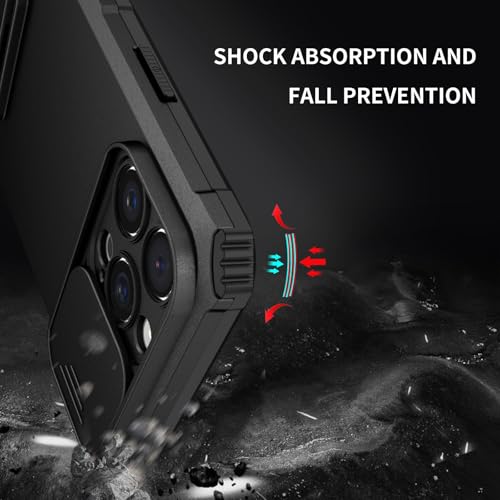 Image of Back Cover Case for Apple iPhone 14 Pro Max | Sliding Camera Shield | Stereoscopic Stand | 360 Degree Protection Case Cover for i Phone 14 Pro Max | iPhone 14 Pro Max PC, Black Back Cover