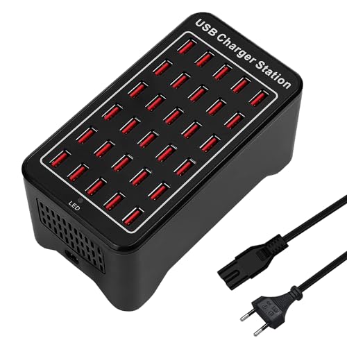 Cargador USB de 30 Puertos, 150W/30A Cargador Inteligente USB, Concentrador de Carga de sobremesa 30...