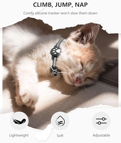 GPS Tracker Katze, Mini Tracker Ohne ABO für Katze (nur Android), Tracking Standort von Haustieren, Reflektierendes Katze Tracker Halsbänder, Arbeite mit Google Find My Device,White