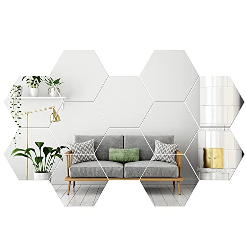 Jetec Real Glass Mirror Tiles Frameless Wall Mirror Flat Flexible Wall Glass And Acrylic Double Side Adhesive For Bedroom Bathroom Home Room Decor Craft (12 Pcs, 5 X 4.3 X 2.5 Inch) #TOP20