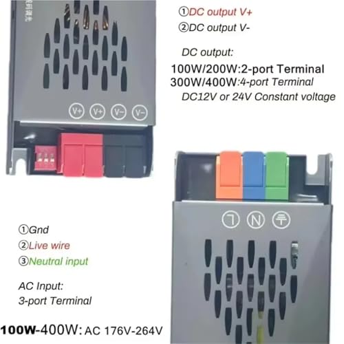 Fuente de alimentación regulable AC 220V a DC 12V transformador con pegamento de relleno LED 5