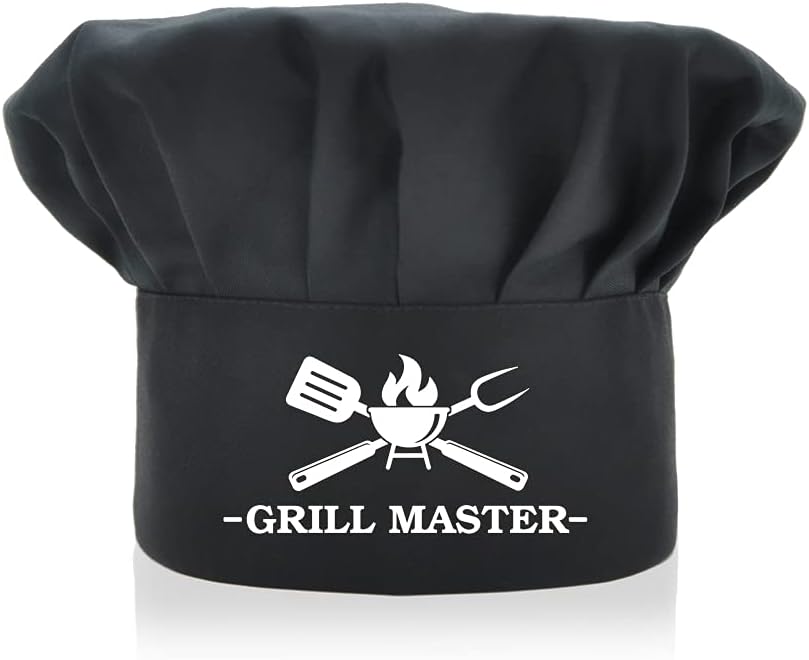 AGMDESIGN Grill Master Chef Hats, BBQ Toque Hats, Funny Chef Wear, Adjustable Kitchen Cooking Hat for Men & Women Black, Mother's Day/Father's Day/Birthday Gift for Him, Her, Mom, Dad, Friend