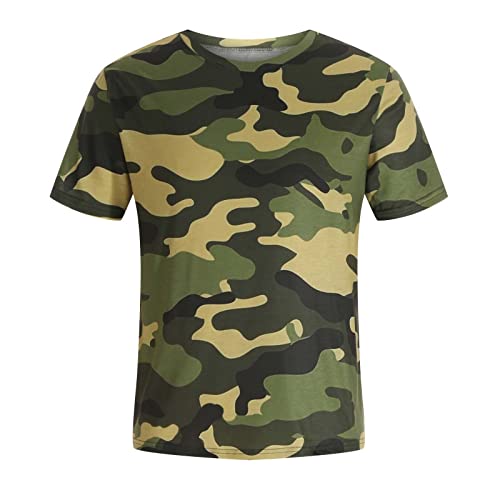 Summer 3D Graffiti Camouflage Digital Print T-Shirt Crewneck Casual Men's Half Sleeve Undershirt