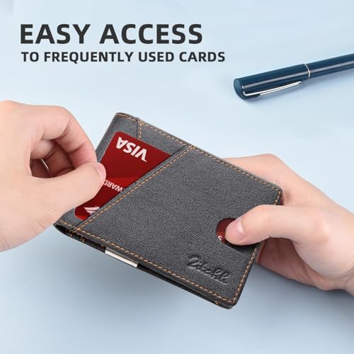 Image of Zitahli Slim Wallet for Men,RFID Blocking Leather Bifold with Money Clip | Minimalist Front Pocket Design, Holds 12 Cards, RFID Protection, Gifts for Men on Birthdays, Father's Day, and Christmas
