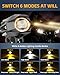 GSOWO 2 PCS Motorcycle LED Light Auxiliary Driving Spotlights, White/Amber Strobe Lights with 6 Modes, 6000K Offroad Work Lights for Motorcycle Car ATV UTV Je-ep Truck