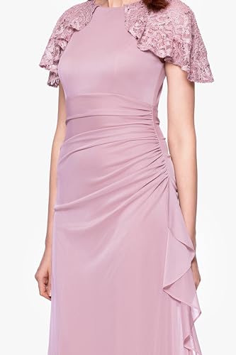 Image of Betsy & Adam Women's Betsy & Adam Women's Chiffon Halter Neck Sleeveless Print Ruffle Floor Length Dress