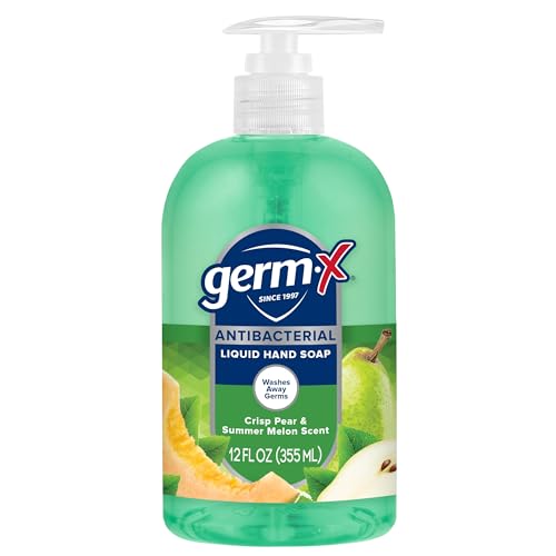 Germ-X Antibacterial Hand Soap, 12 Oz (Pack 4), Moisturizing Liquid Hand Wash for Kitchen or Bathroom, pH Balanced & Dermatologist Tested, Crisp Pear & Summer Melon Scent, Pump Bottle image 2