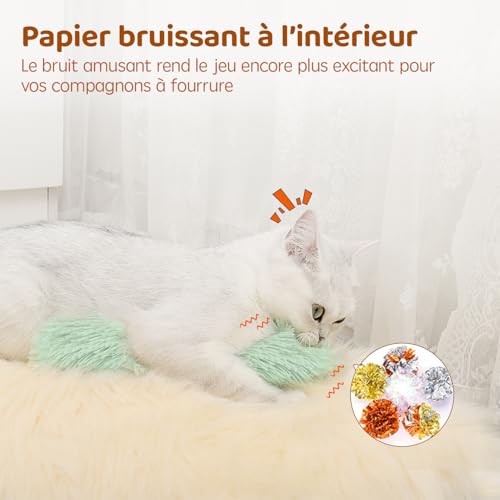 Potaroma Lot de 3 Jouets à Herbe à Chat – Oreillers Interactifs avec Bruit de Froissement pour Chatons et Chats d’Appartement – Image 5