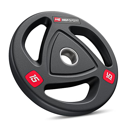 Hop-Sport 15 kg Profi Studio Gusseisen Olympia Hantelscheibe 50mm gummiert...