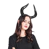 Qhome Gothic Ox Horn Hoop Headband Forest Animal Photography Original Manual Aries Exhibition Cosplay Photo Props Deluxe Costume Mischievous Horns (Curved)