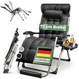 NatureLiving® Sonnenliege Liegestuhl klappbar- Robust, Faltbar & Wetterfest - Gartenliege mit Fußpolster für Garten und Balkon, Klappliege, Balkonliege, Outdoor Liege, Relaxliege, Belastbar 200kg
