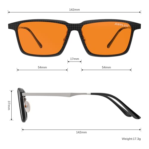 Image of ANYLUV Blue Light Glasses Men, Stylish Square Carbon Fiber Eyewear, Anti Eyestrain, Lightweight Mens Computer Gaming Glasses