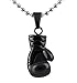 Hanessa Herren-Schmuck Schwarz Box-Handschuh Halskette Edelstahl Kette Geschenk Mann Boxen Sport Kampf Geschenk für den Freund/Mann