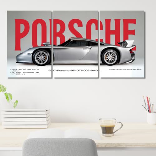 Image of Good Hope Porsche 911 Poster Split Design Car Posters | 3 A3 Sized Cars Poster for Wall | Large Size 12x18 Inch Porsche Wall Decor | Car Posters for Room | Wall decor Items